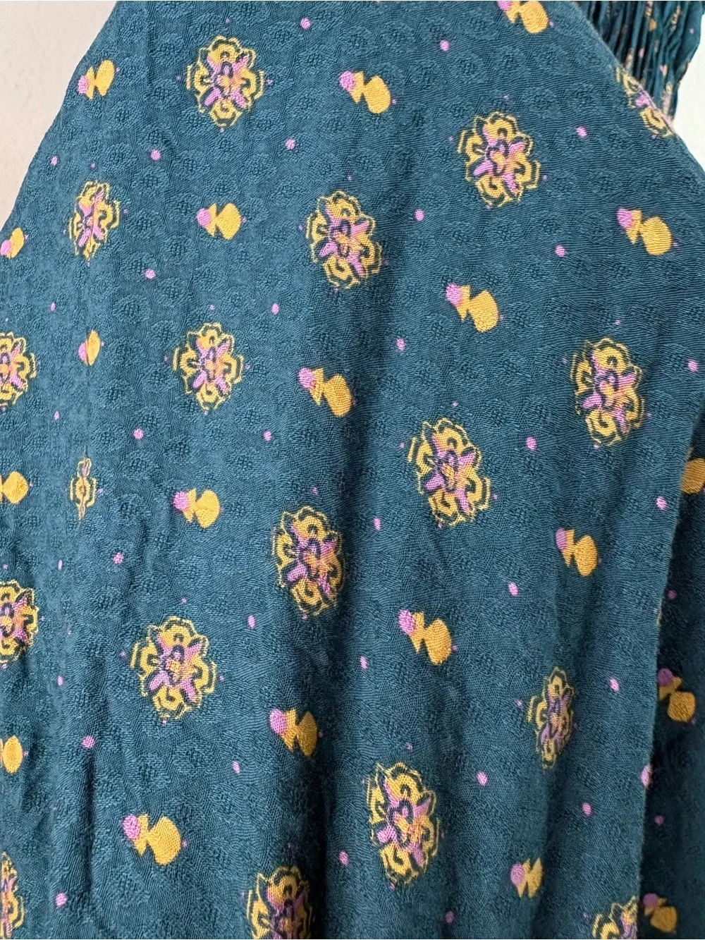 Free People Clementina Asymmetrical Mini Dress Teal Blue size Large Oversized